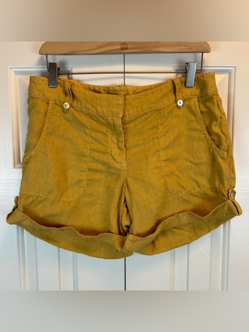 J. Crew Linen Shorts Mustard Yellow